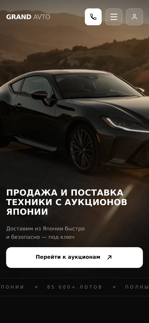Тот же сайт на экране телефона.